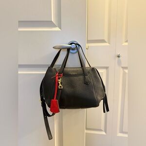 Tory Burch Lee Radziwill Petite Double Bag | Black Pebbled Leather Crossbody